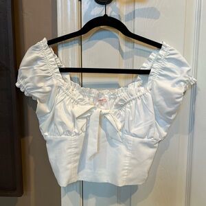 White Puff Sleeve Crop Top